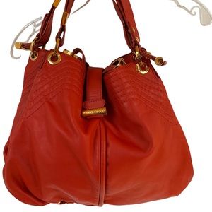 Jimmy Choo Red Leather Alex Bag with Gold Tone Hardware